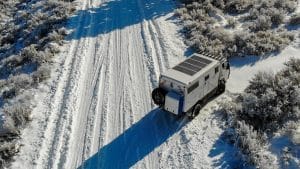 EXP winter camping with solar panels